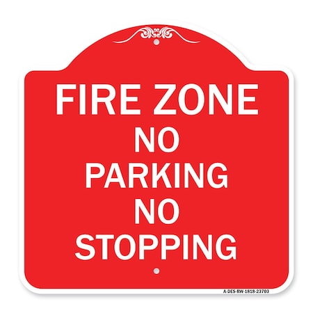 Signmission Designer Series Sign-No Parking No Stopping, Red & White Aluminum Sign, 18" x 18", RW-1818-23703 A-DES-RW-1818-23703